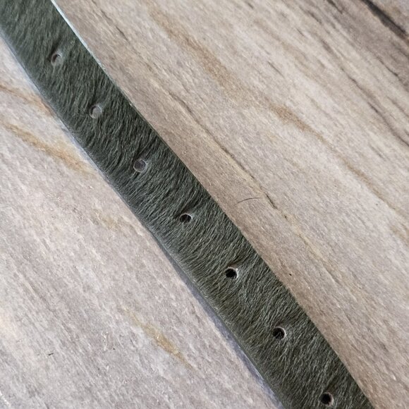 Halogen Belt Womens Trouser Fit Olive Green Leather Calf Hair Sz M 32-38" Waist - Picture 3 of 11